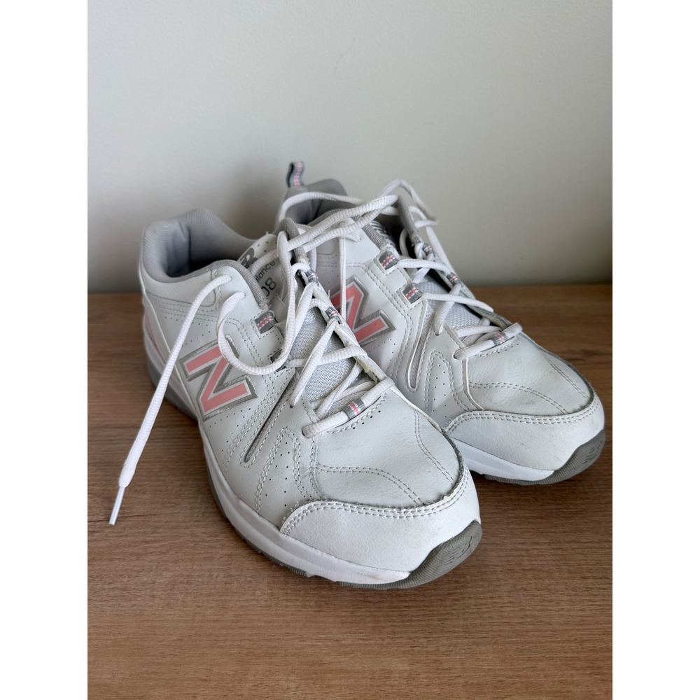 New Balance 608 V5 White Pink Leather Training Shoes WX608WP5 Womens 10